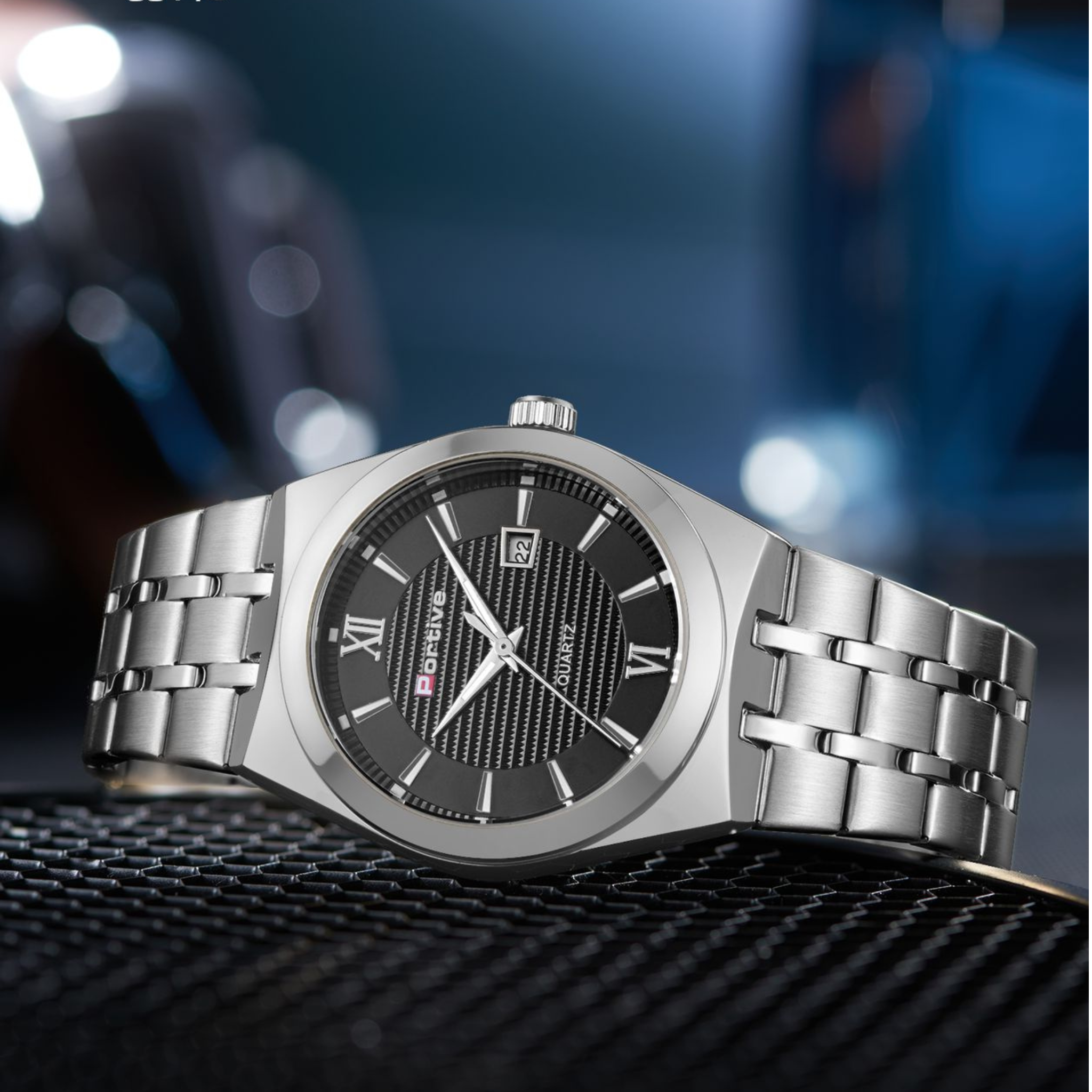 SILVER & BLACK DIAL PERMIUM WATCH