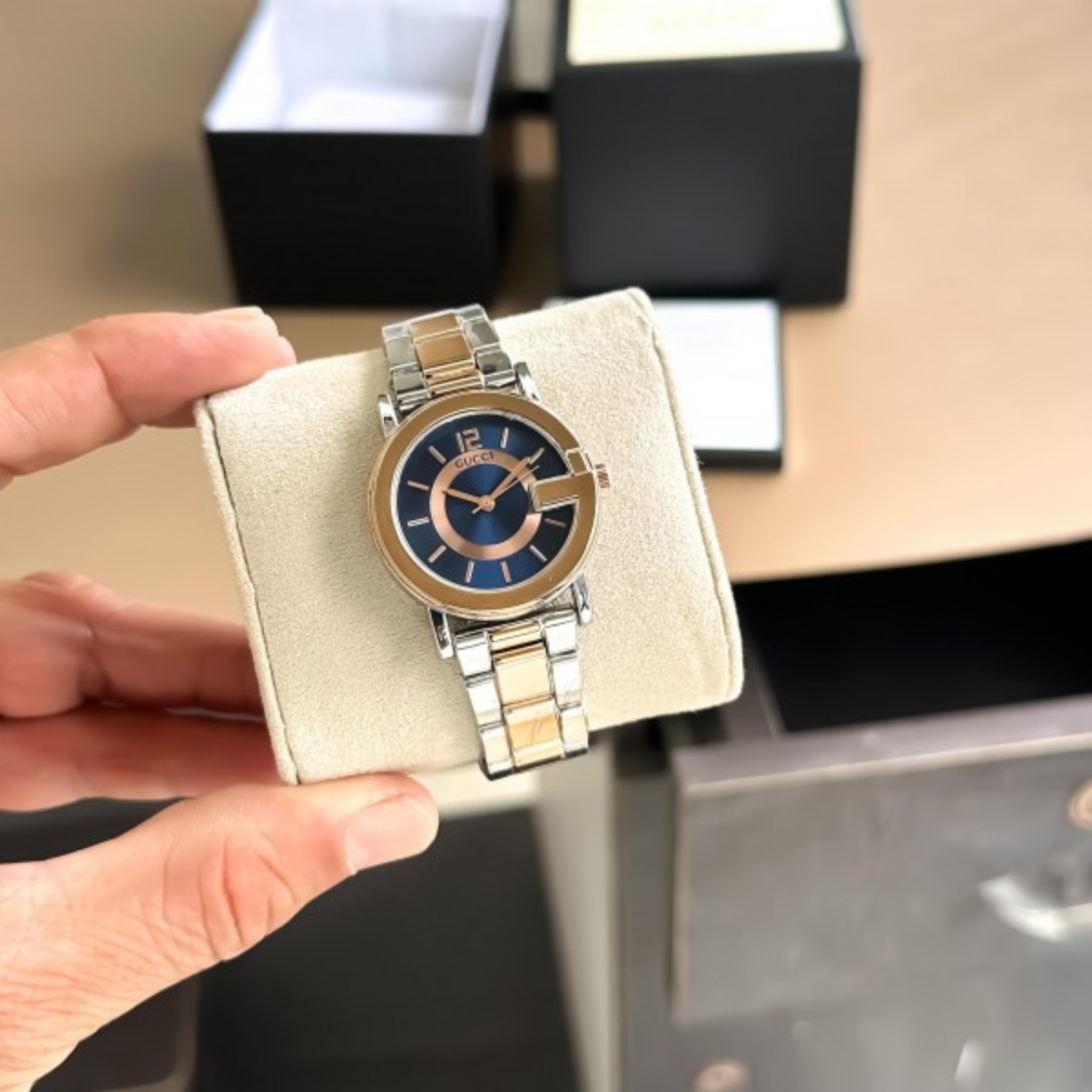 ELEGANT DUAL-TONE BLUE DIAL LUXURY WATCH