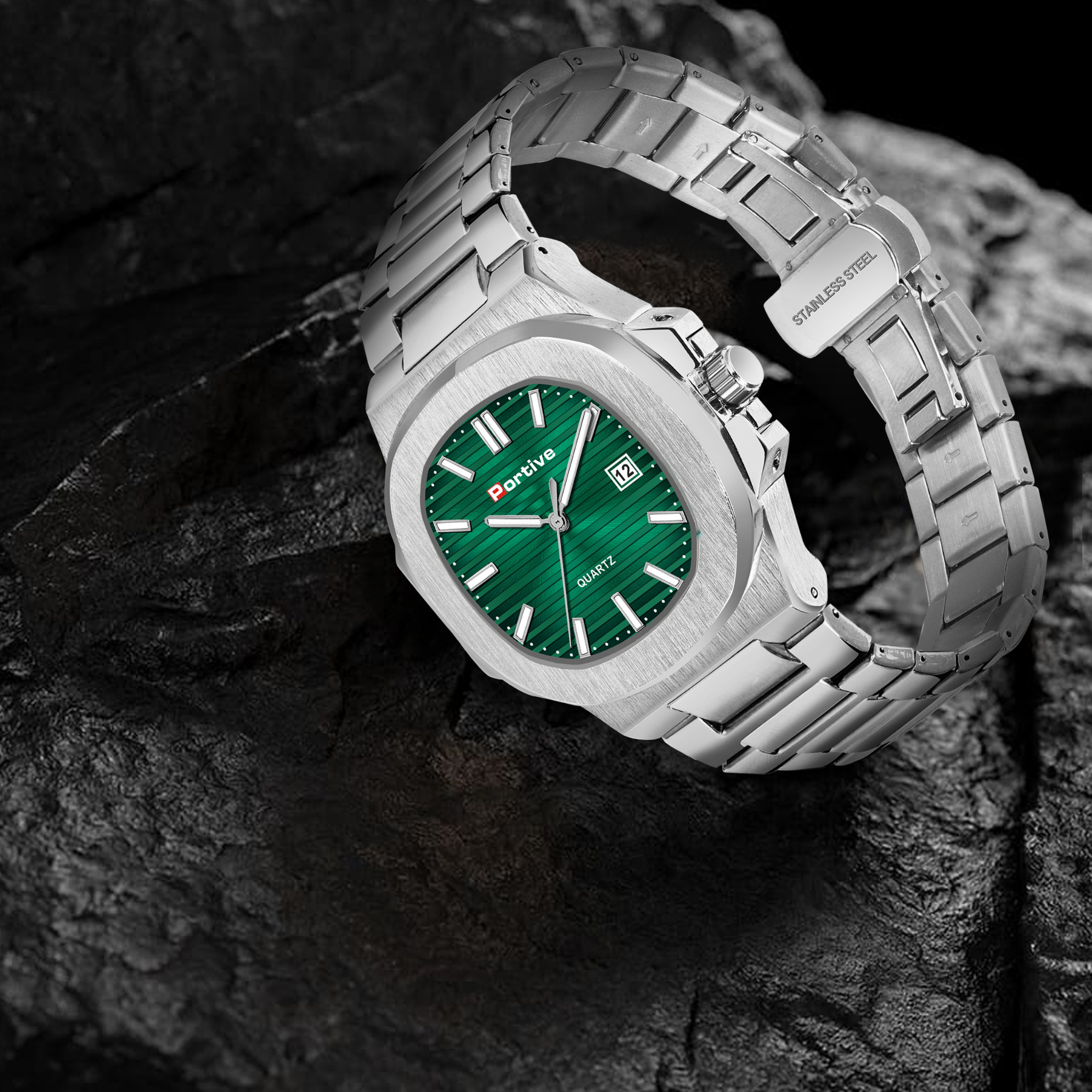 BUY SILVER GREEN TRANDING WATCH