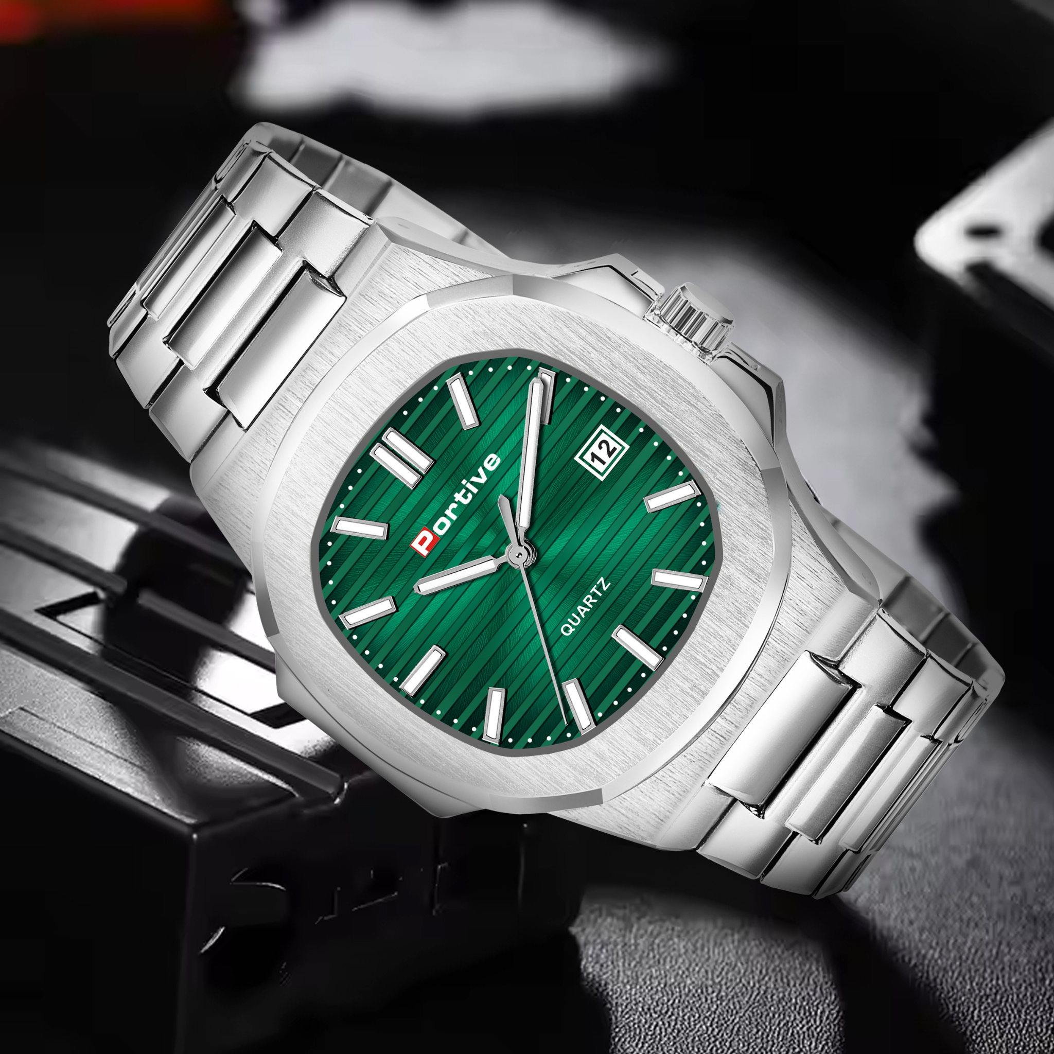 BUY SILVER GREEN TRANDING WATCH